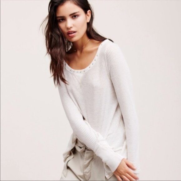 Free People Tops - New We The Free star studded wide neck boatneck bateau waffle semisheer tunic